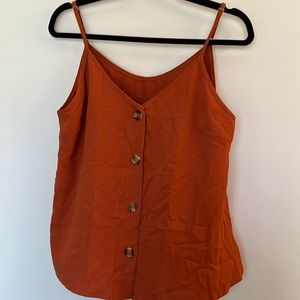 Orange button down tank top